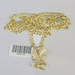 10k Gold Cuban Curb Chain Eagle Charm Solid 4mm 18"-28" SET Necklace Pendant