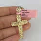 Real 14k Chain Cross Charm Set Miami Cuban Link 4mm Necklace Pendant Yellow Gold