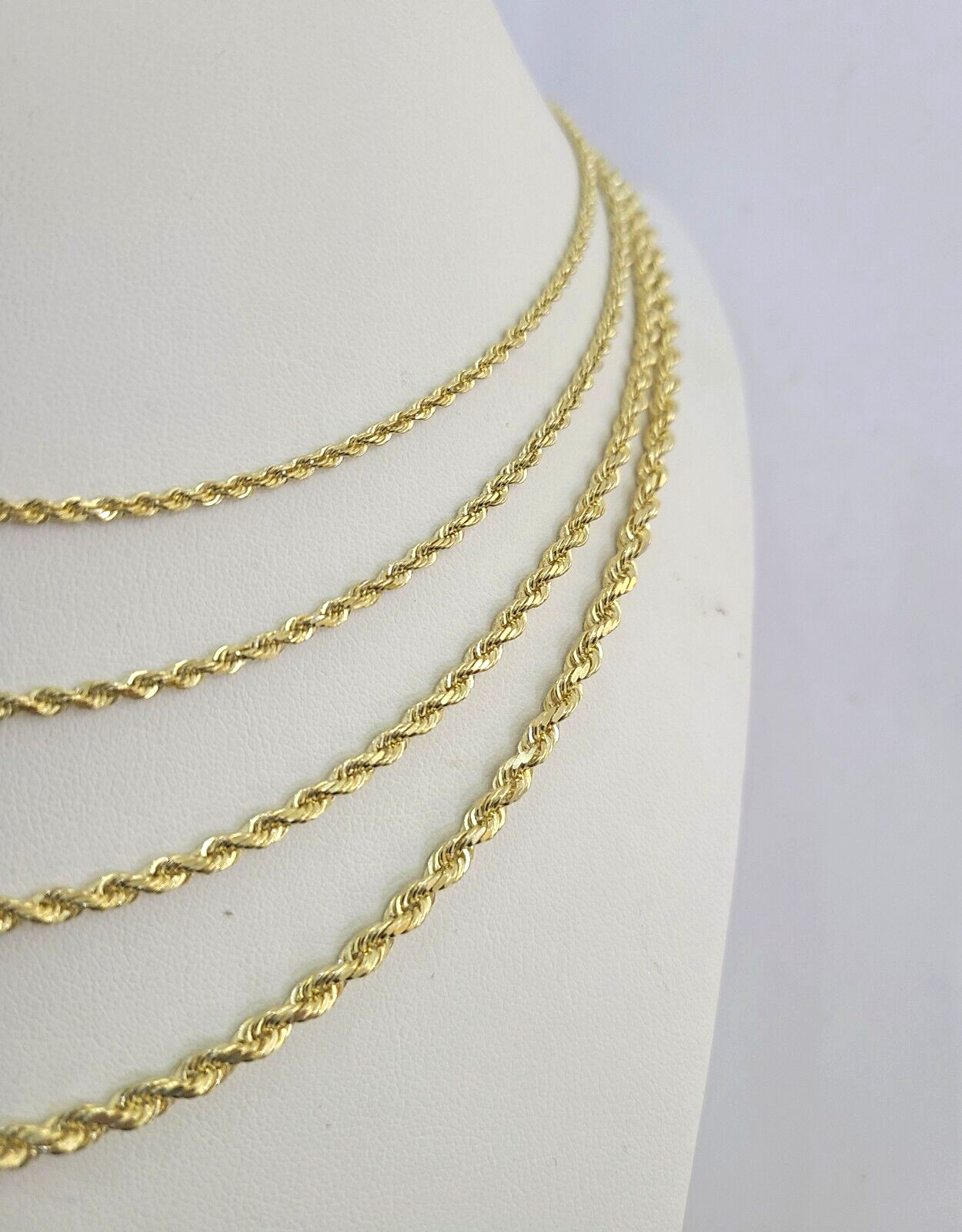 Real 14k Gold Rope Chain Necklace 2mm 2.5mm 3mm 4mm Yellow 14kt Men Women