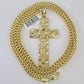 10K Franco Chain Jesus Cross Pendant Charm Necklace 20"-26" 5mm Gold SET Yellow