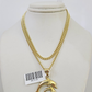 10k Gold Miami Cuban Chain Dolphins Charm Pendant 3mm 18-28in Necklace Set