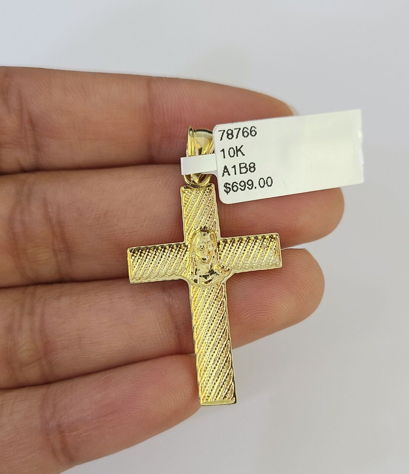 10K Gold Miami Cuban Chain Jesus Cross 18"-28" 3mm REAL Pendant Necklace SET