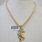 10k Gold Byzantine Necklace Praying Hands Charm 18-28 inch 3mm SET Chain Pendant