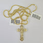 10K Franco Chain Jesus Cross Pendant Charm Necklace 16"-24" 2mm Gold SET Yellow