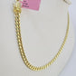 Real 14K Gold Necklace Miami Cuban Link Chain 24 inch 6mm Box Clasp, Mens Hollow