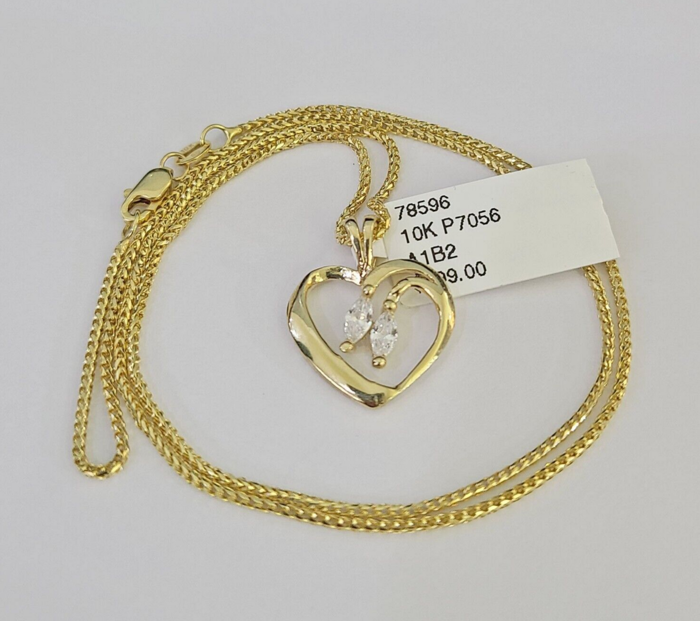 10K Solid Franco Chain Heart Pendant Charm Necklace 16"-22" 1mm Gold Ladies