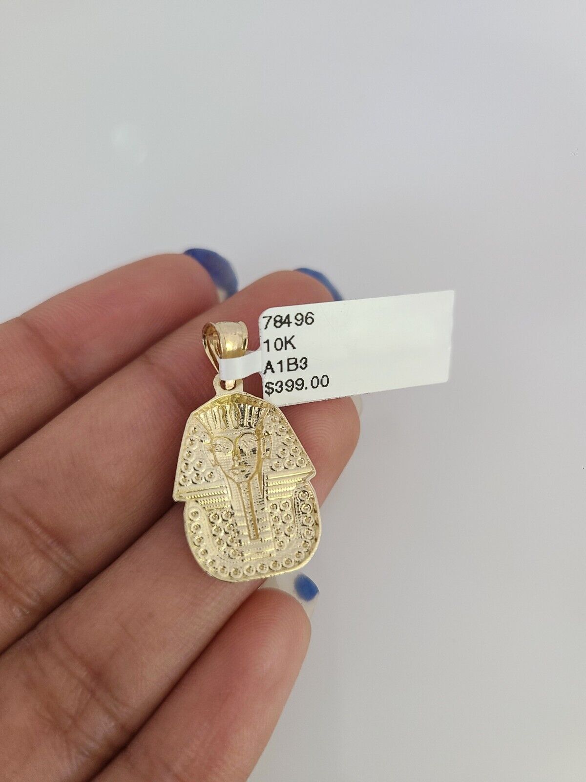 10k Gold Miami Cuban Chain Pharaoh Charm Pendant 3mm 18-28in Necklace Set