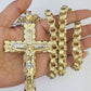 10k Gold Byzantine Necklace Jesus Cross Charm 20-30 inches 9mm REAL SET Chain