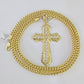 10K Franco Chain Jesus Cross Pendant Charm Necklace 20"-26" 5mm Gold SET Yellow