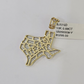 10k Yellow Gold Diamond Texas Map Charm Men Women Pendant Genuine 1.5" Real