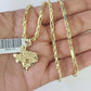 10k Milano Rope Chain Texas Nugget Charm Necklace SET 3mm 18" 20" 22" 24 Pendant