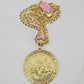 14k Gold Chain Centanario Coin Charm Solid Cuban Curb 5mm 20"-28" SET Necklace