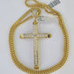 10K Franco Chain Jesus Cross Pendant Charm Necklace 20"-26" 3mm Gold