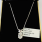 Real 14k White Gold Oval Diamond Pendant Box Chain Necklace Set Women