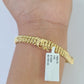 10K Gold Flat Byzantine Link Princesa Bracelet 7mm 7.5" inch Real Yellow