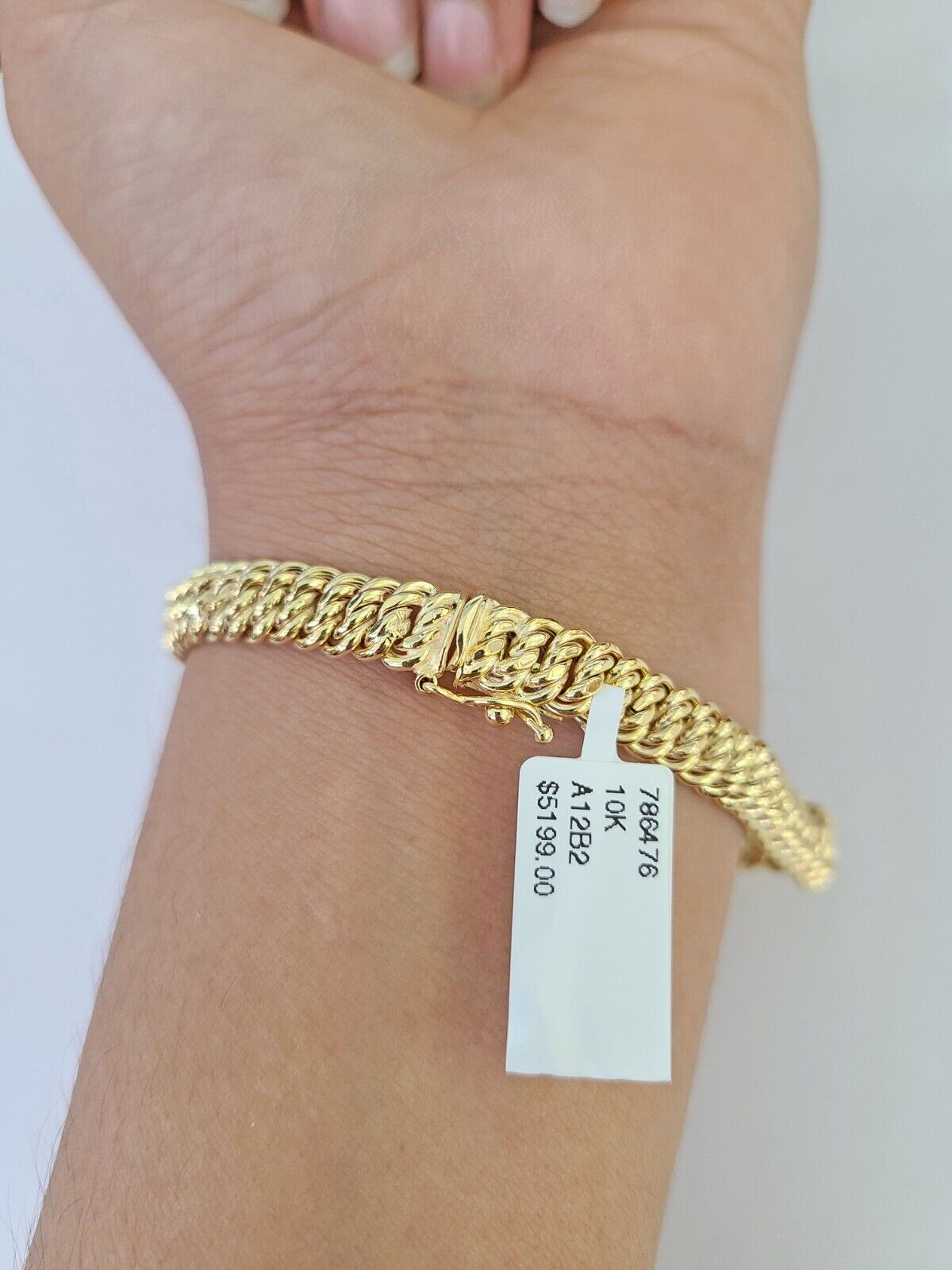 10K Gold Flat Byzantine Link Princesa Bracelet 7mm 7.5" inch Real Yellow