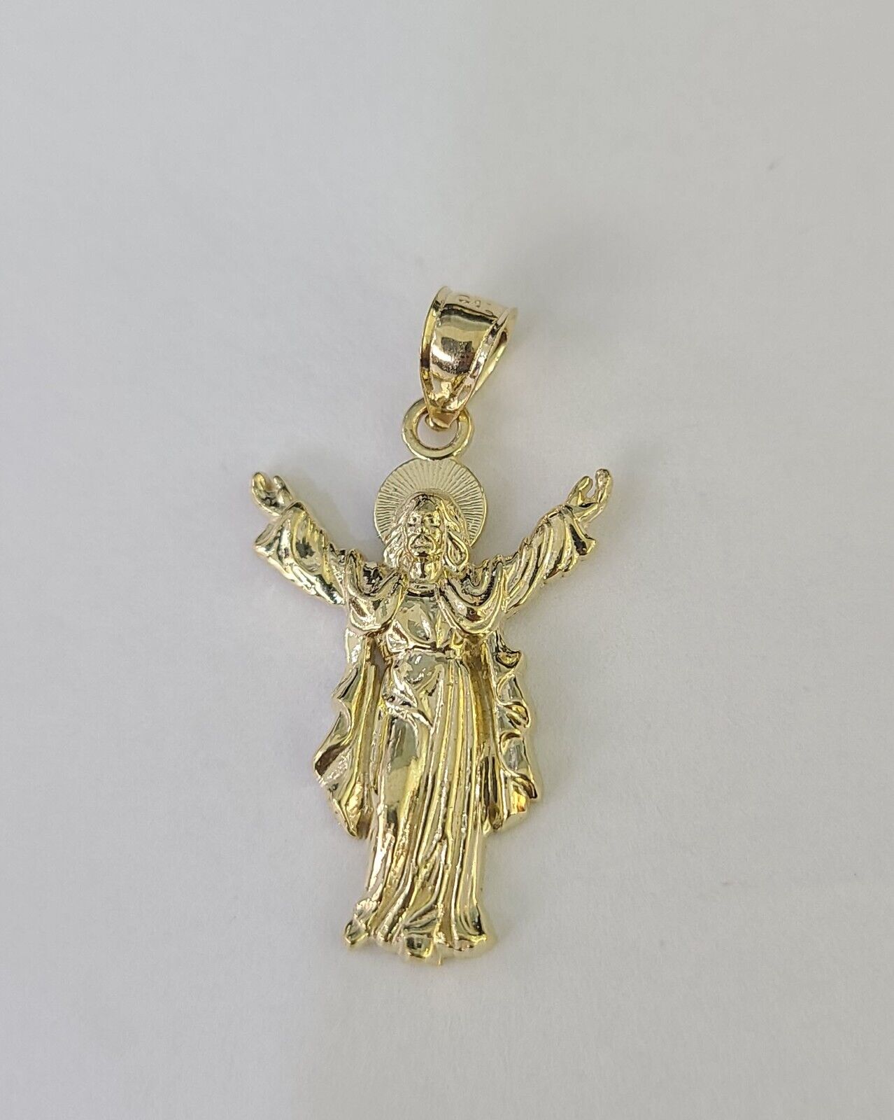 Real 10K Jesus Full Body Pendant Charm Genuine Religious Yellow Gold 1.25"