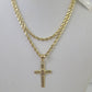 10k Rope Chain Jesus Cross Pendant 18"-30" Set Charm Necklace Yellow Gold