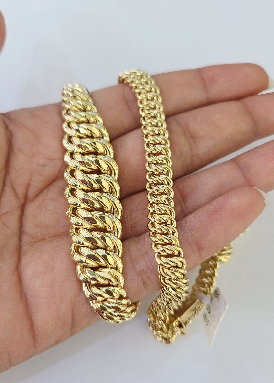 10K Gold Flat Byzantine Link Princesa Necklace Bracelet 7mm Real Yellow SET