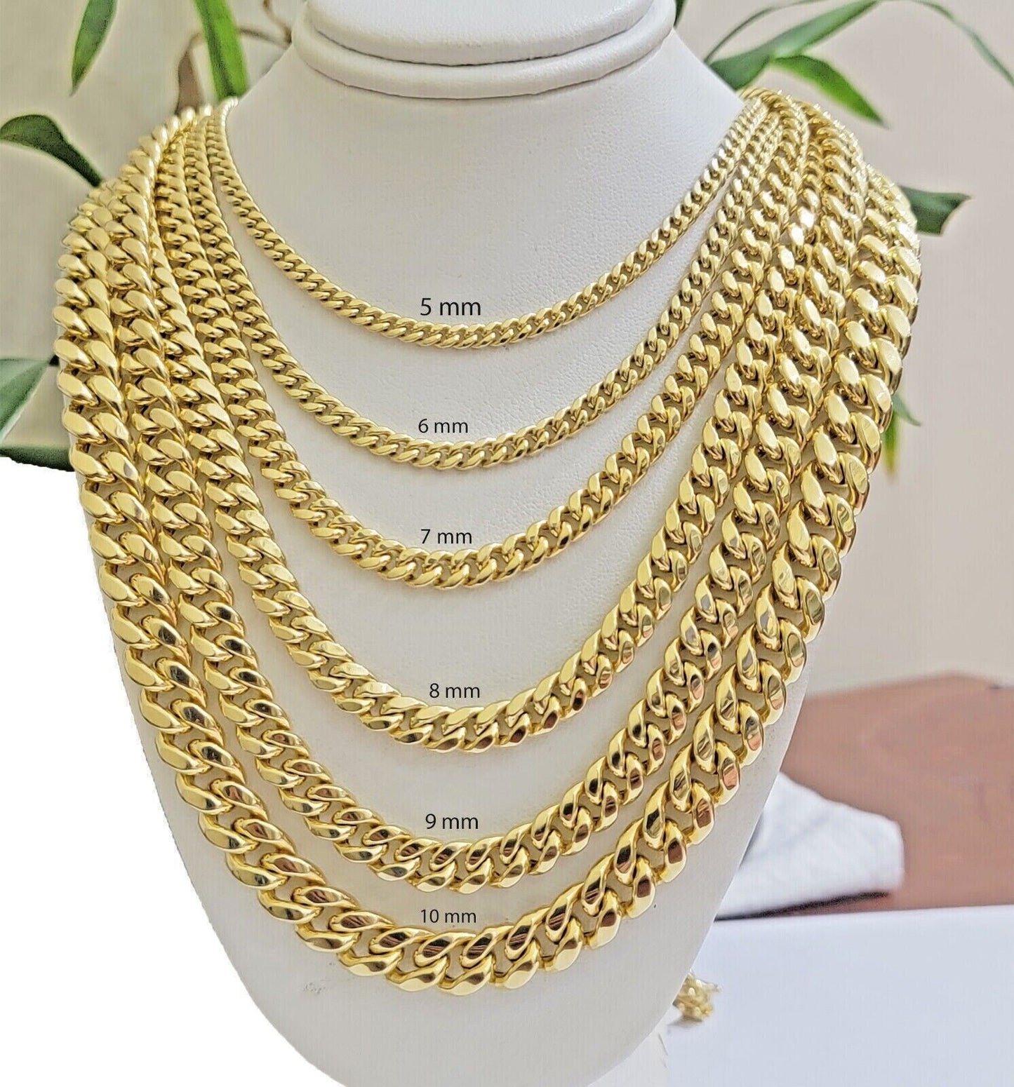 Real 10k Gold Chain Necklace Miami Cuban Link 5MM-9MM link 18-30 Inch – GDJ