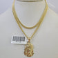 10K Gold Miami Cuban Chain Jesus Head 18"-28" 3mm Pendant Necklace SET Charm