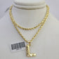 10k Gold Initial L Charm Rope Chain 16"-26" 2.5mm SET Necklace Alphabet Pendant