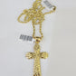 Real 10k Solid Rope Chain Jesus Cross Charm Set 3mm 20"-30" Inch Necklace Gold
