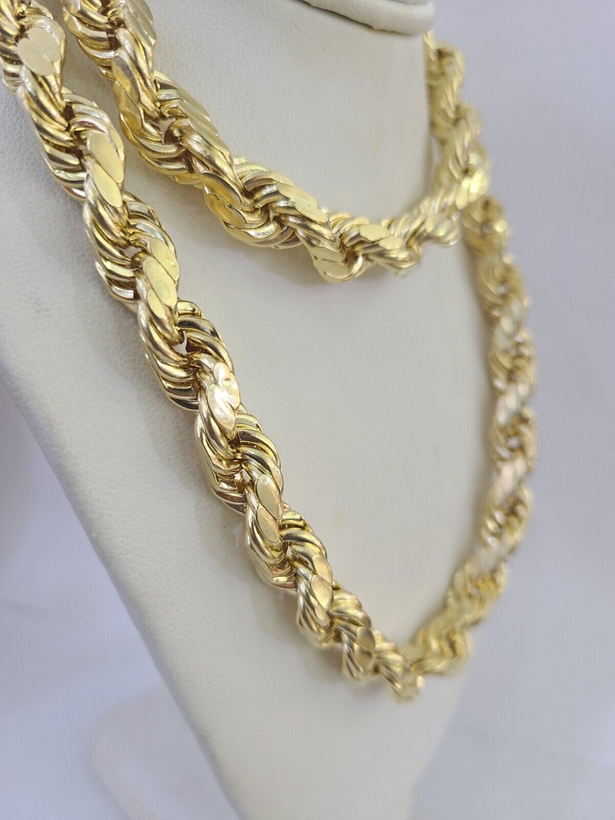 10K Yellow Gold Rope Chain Mens Necklace 10mm 18" 22" 24" 26" 28" 30" Inch