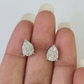 10k Diamond Earrings Yellow Gold Real Screw-Back Women Men Studs Pear Shaped