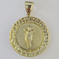 Real 10K Nugget Medallion Guadalupe Pendent Charm 10kt yellow Gold 2" Religious