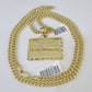 Real 10k Miami Cuban Chain Last Supper Charm Set 4mm Yellow Gold Necklace