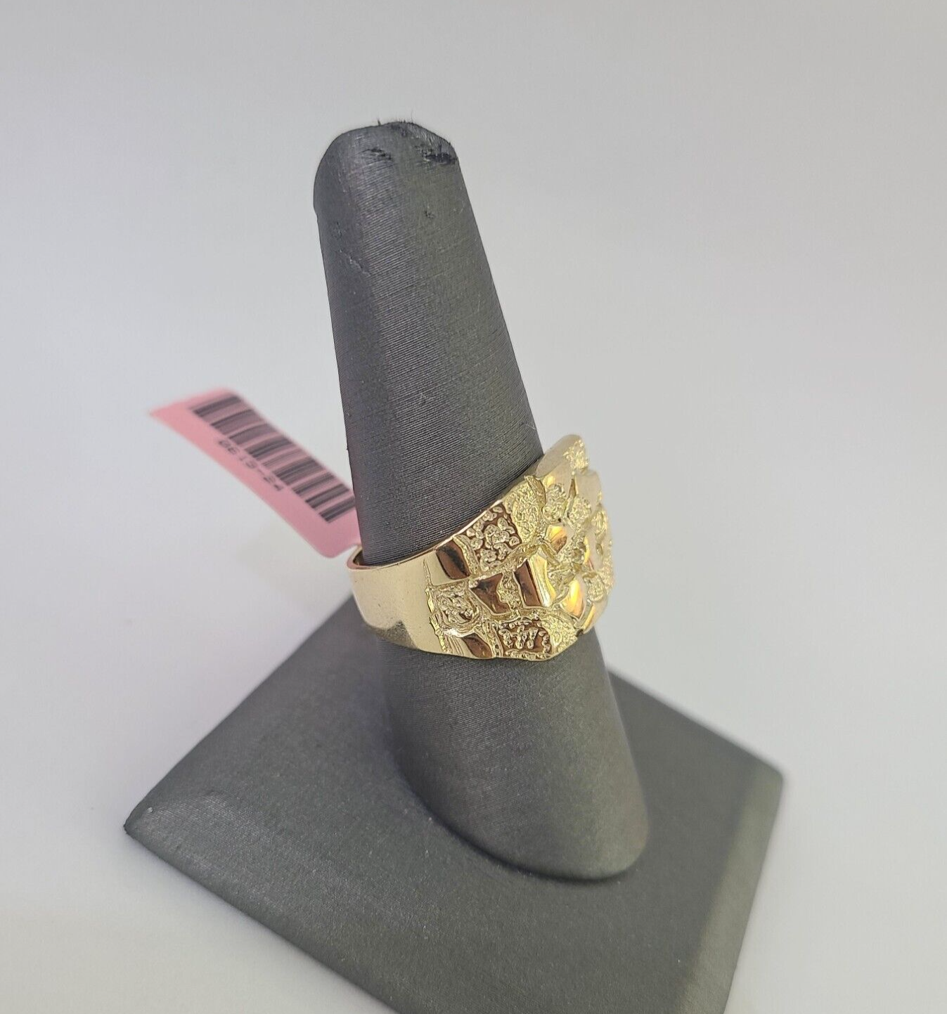 Real 14k Nugget Ring Yellow Gold Men Casual Flat Square 10kt