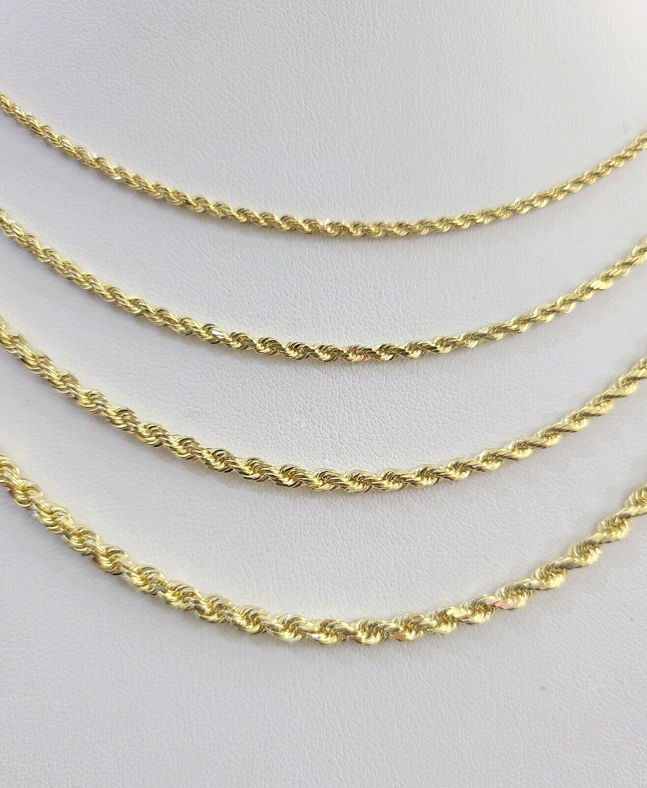 Real 14k Gold Rope Chain Necklace 2mm 2.5mm 3mm 4mm Yellow 14kt Men Women