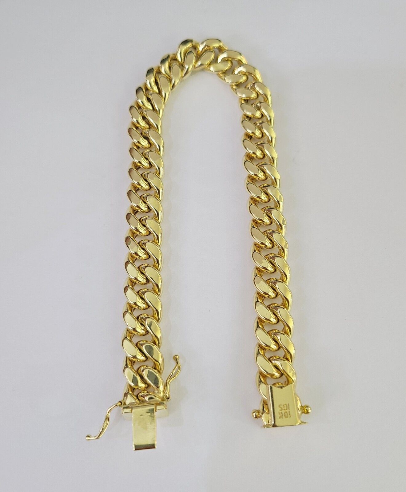 Real 10k Miami Cuban Link Bracelet Gold 10mm 8" Box Lock 10kt Yellow Gold