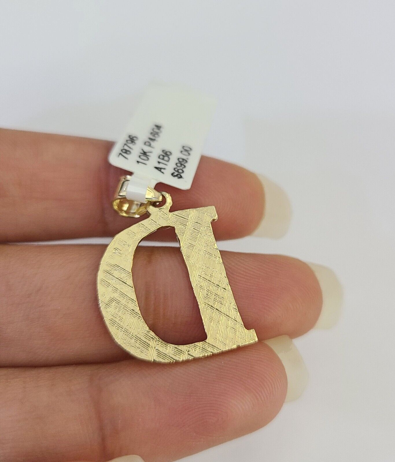 10k Gold Initial D Charm Rope Chain 16"-26" 2.5mm SET Necklace Alphabet Pendant