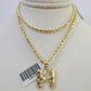 10k Gold Initial H Charm Rope Chain 16"-26" 2.5mm SET Necklace Alphabet Pendant