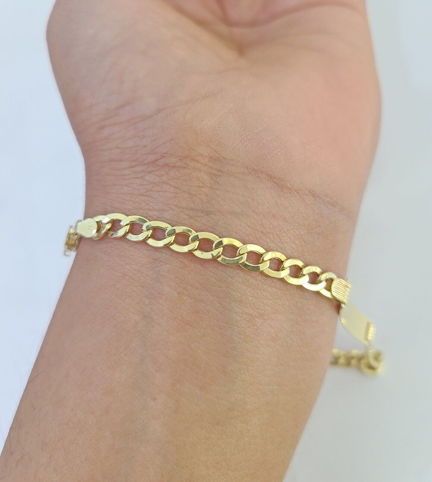 REAL 10K Gold ID Bracelet Kids Baby Cuban Curb Link Unisex