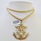 10K Franco Chain Jesus Anchor Pendant Charm Necklace 20"-26" 3mm Gold Yellow SET