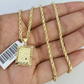 10k Gold Initial G Charm Rope Chain 16"-26" 2.5mm SET Necklace Alphabet Pendant