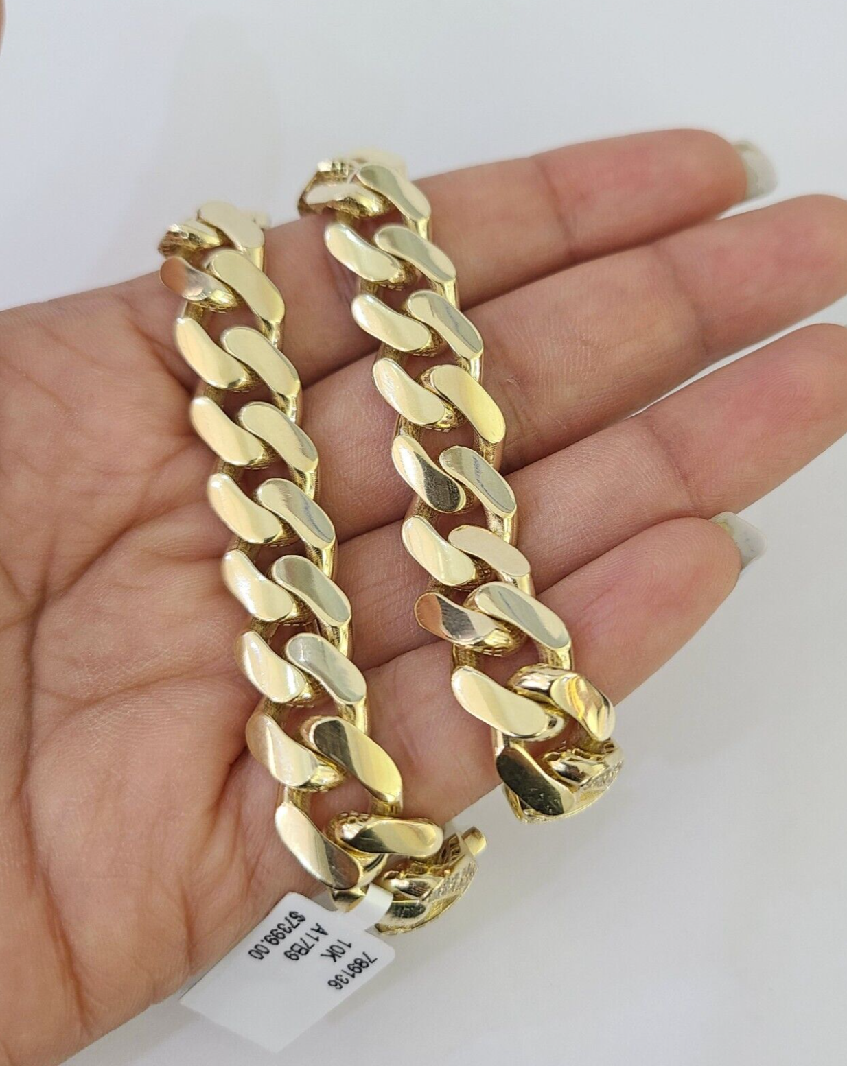 Real 10K Royal Monaco Bracelet Yellow Gold 8.5" Box Clasp 11mm Genuine Mens