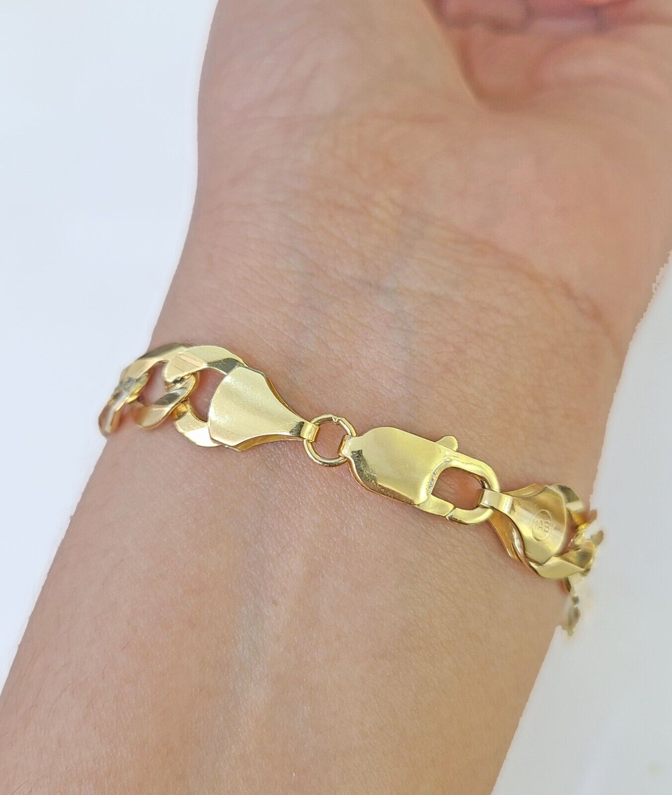 10k Yellow Gold Cuban Link ID Bracelet Solid 8" 9mm Lobster Clasp Real 10Kt