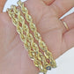 Real 14k Yellow Gold necklace Rope Chain 5mm 22 inch Diamond cut Genuine Solid