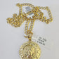 10k Gold Chain Jesus Head Charm Solid Cuban Curb Link 5mm 18"-28" Inch SET Necklace
