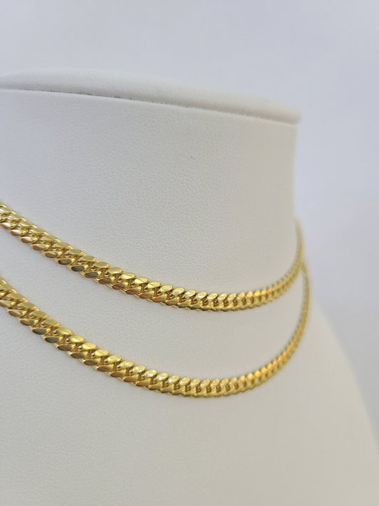 18k Solid Miami Cuban Necklace Chain Yellow Gold 4mm 20" Inch Genuine Real