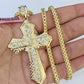 14K Franco Chain Jesus Cross Pendant Charm Necklace 20"-26" 4mm Gold Yellow