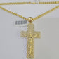 10k Gold Byzantine Necklace Jesus Cross Charm 18-26 inches 3mm SET Chain