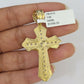 10k Gold Chain Cuban Curb Link Jesus Cross Pendant 6mm 20"-30" SET Necklace Solid Two-tone