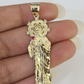 Real 10K Gold Saint Jude Charm Diamond Cut 10kt yellow Gold Pendent 2"