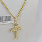 10K Gold Miami Cuban Chain INRI Cross Charm Length 18"-26" 2.5mm REAL Yellow