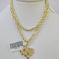 10k Milano Rope Chain Texas Nugget Charm Necklace SET 3mm 18" 20" 22" 24 Pendant